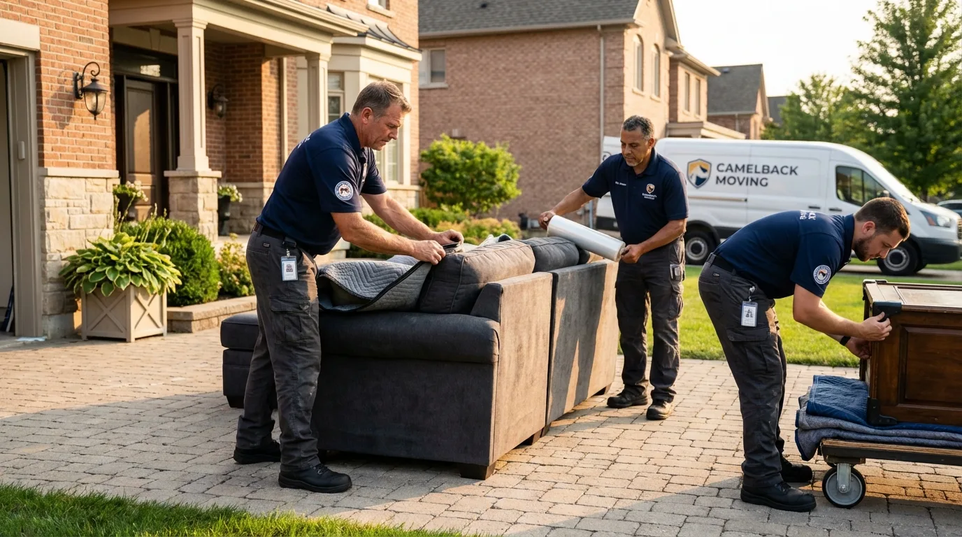 Large estate moving crew wrapping furniture in Phelan, CA